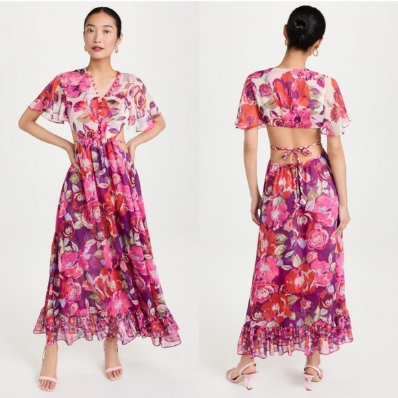 Misa Los Angeles Dresses & Skirts - NEW MISA Calista Cut Out Floral Dress Multicolor Size Medium